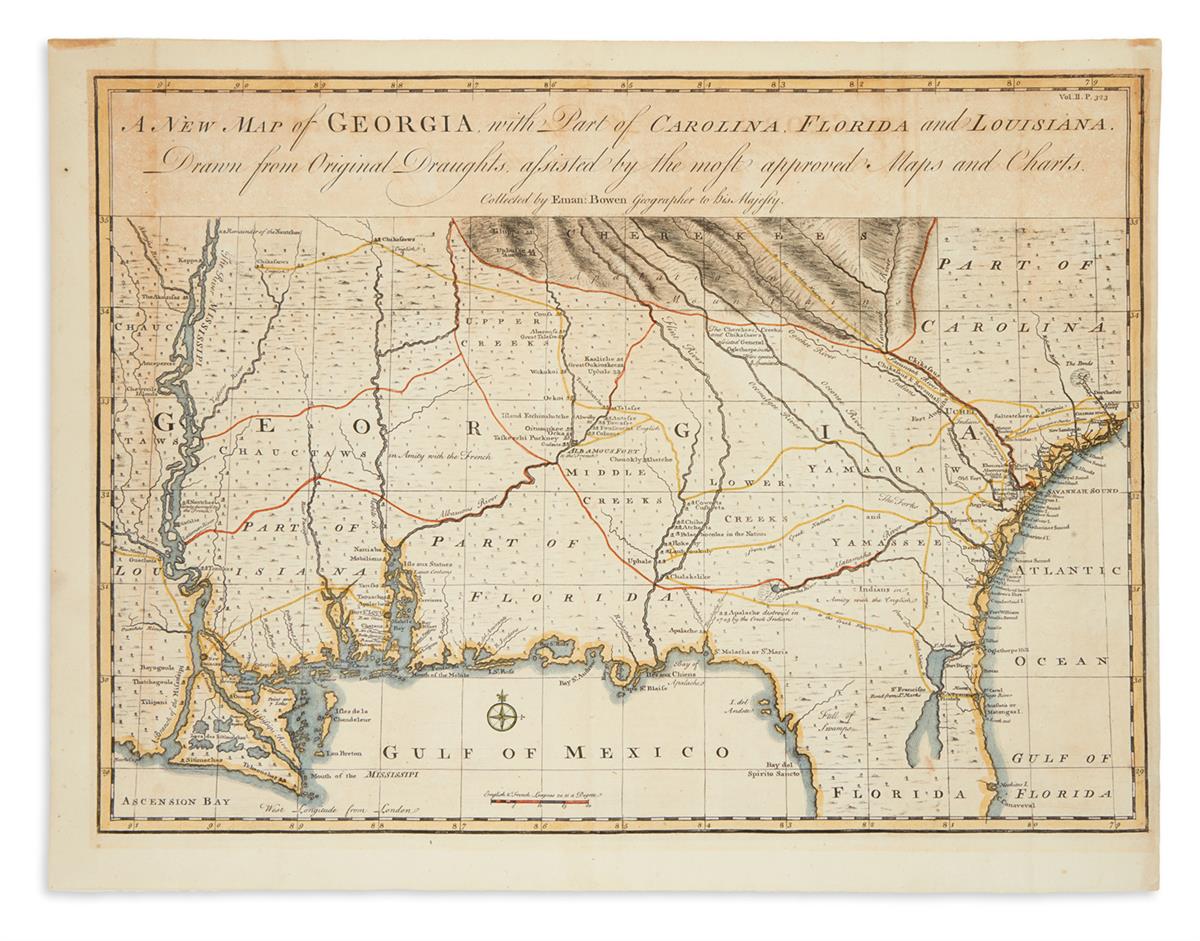 BOWEN, EMANUEL. A New Map of Georgia, with Part of Carolina, Florida and Louisiana.